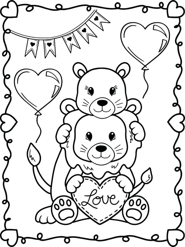 Cute And Sweet Coloring Book, valentine's coloring book, animals coloring book, coloring books for adults, valentines day coloring