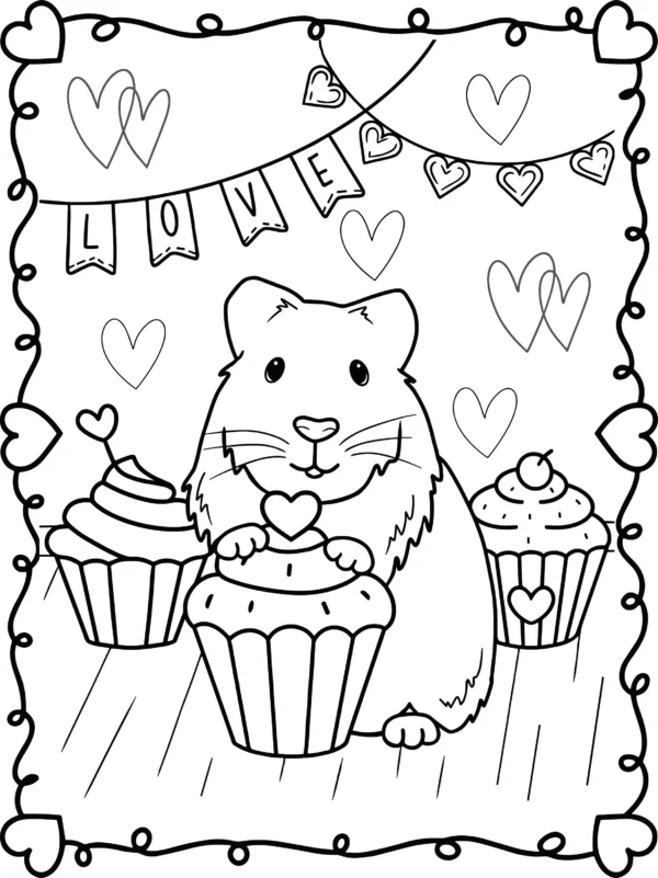 Cute And Sweet Coloring Book, valentine's coloring book, animals coloring book, coloring books for adults, valentines day coloring